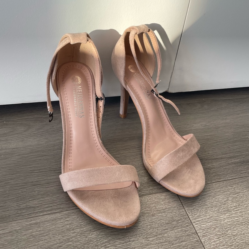 Suede beige heels
